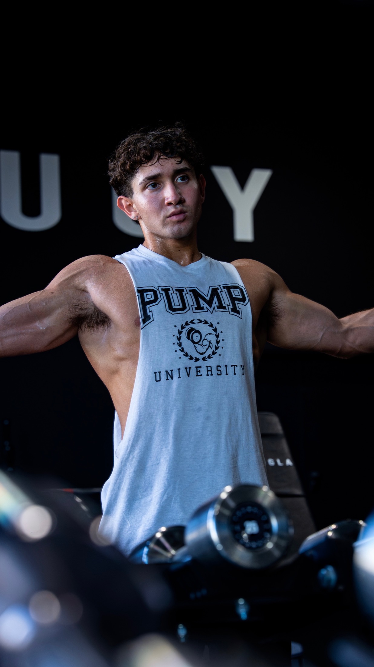 Jaihden Torres wearing Pump University apparel